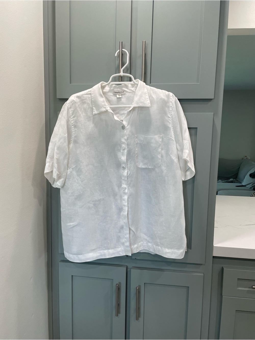 Coldwater Creek White Short-Sleeve Button-Down Shirt